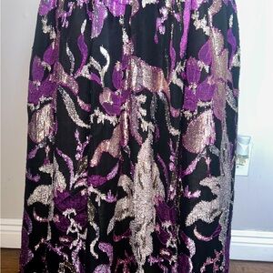 Elegant Black and Purple Floral Skirt